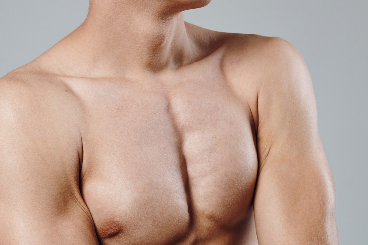 teenager gynecomastia chest closeup
